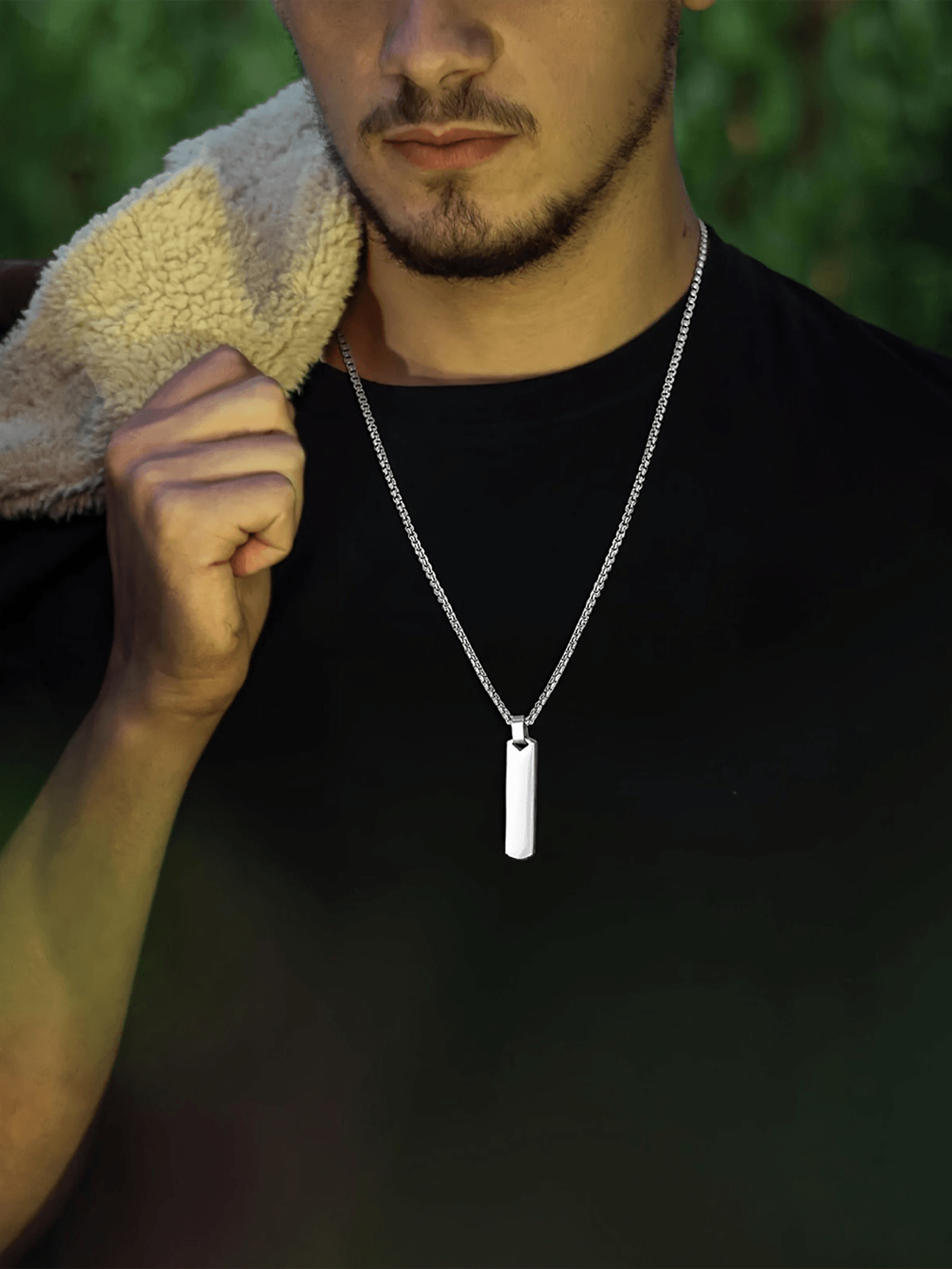 Polished Stainless Steel Bar Pendant